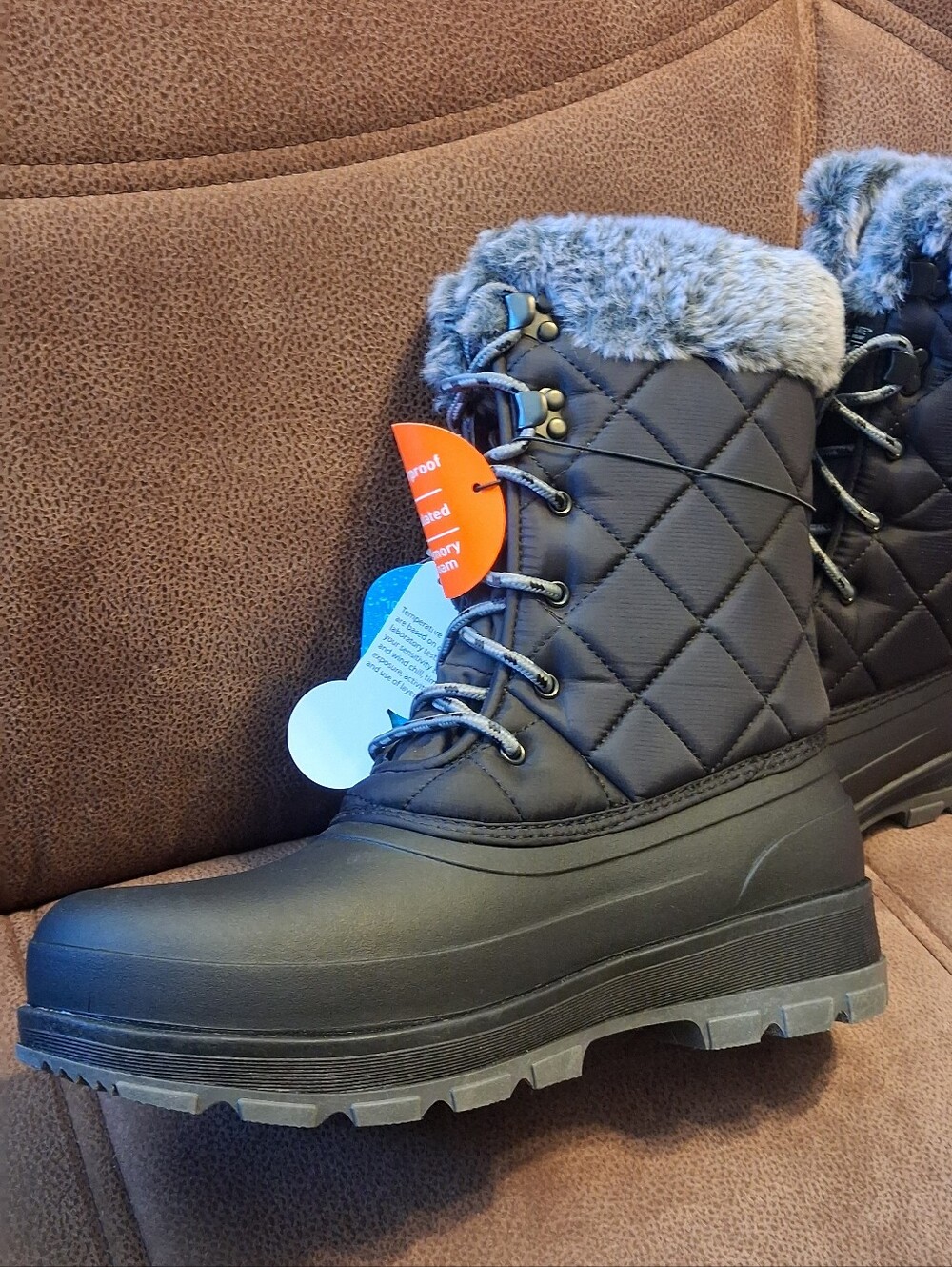 Ozark Trail Women's Quilted Faux-Fur Winter Boots - Black Size 9